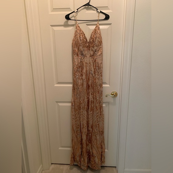 Windsor Dresses & Skirts - Sequin Embellished Nude & Rose Gold Prom Gown